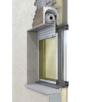 Visio avec Moustiquaire Store dans coffre tunnel en construction neuve