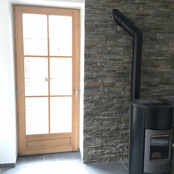 Porte fenêtre bois vitrée avec petits bois