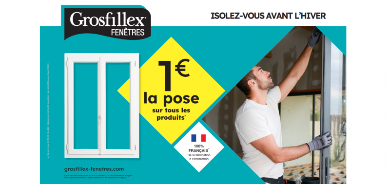Isolez-vous avant l'hiver - 1€ la pose sur tous les produits PVC* du 25 Septembre au 20 octobre 2023